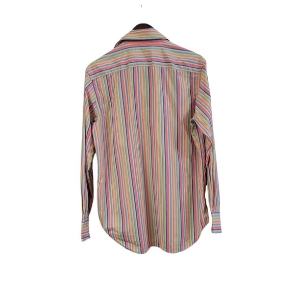 Robert Graham Mens Long Sleeve Button Up Shirt Medium Pastel Rainbow Stripes - Picture 3 of 5